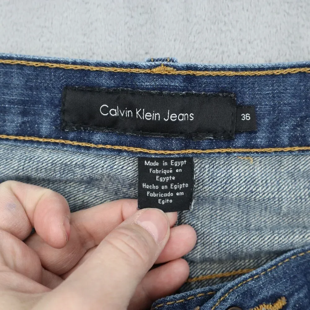 Calvin Klein Pants Mens 36 Blue Straight High Rise Button Zip Cotton Denim Jeans